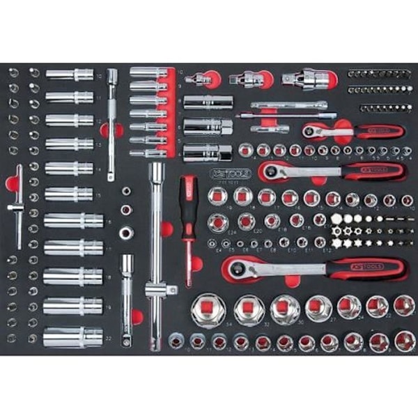 Modul för hylsor och tillbehör - KS TOOLS - 711.1011 - 175 delar - Förruttnelsebeständig skum - Laserutskärning
