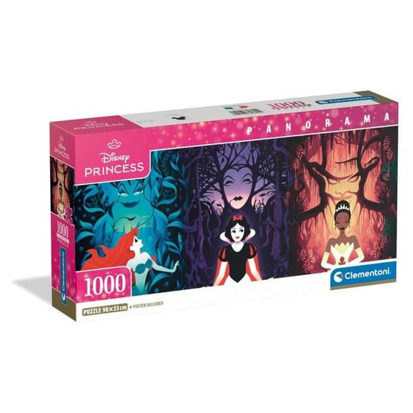 Pussel - CLEMENTONI - Disney-prinsessor - 1000 bitar - Affisch ingår - 98 x 33 cm