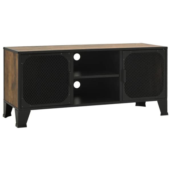TV-möbel - Rustikbrun - 105x36x47 cm - Metall - MDF - 2 dörrar i nät Rustik brun