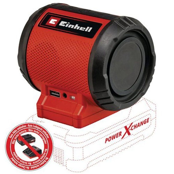 Einhell Trådlös bygghögtalare TC-SR 18 Li BT-Solo Power X-Change (18V) Levereras utan batteri eller laddare Svart, Röd