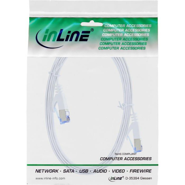 Kabel - nätverksadapter - telefoni Inline 71803W nätverkskabel Vit 3 m Cat6a U/FTP (STP)