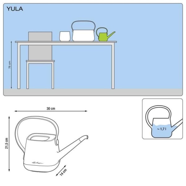 Arrosoir - LECHUZA - YULA - Vit-Grå - 1,7 L - Elegant skandinavisk design Vit grå