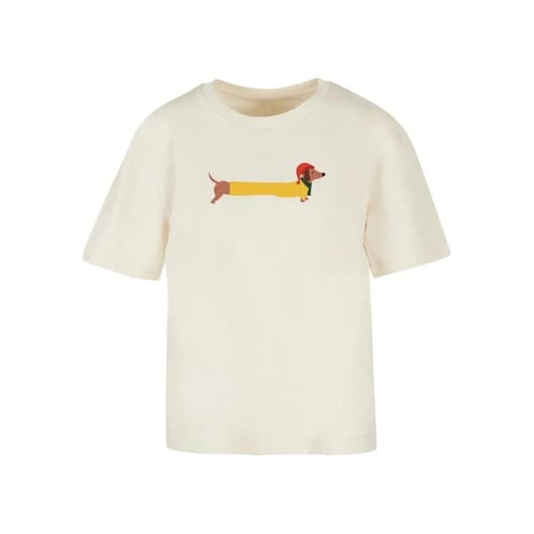 T-shirt dam Merchcode Julhund - vit sand vitt sand XXXL