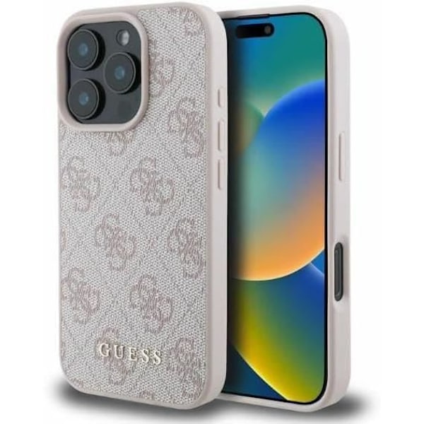 Hårdfodral - GUESS - 4G Classic Logo - Ros - Kompatibel med MagSafe - iPhone 16 Pro 6.3" Rosa