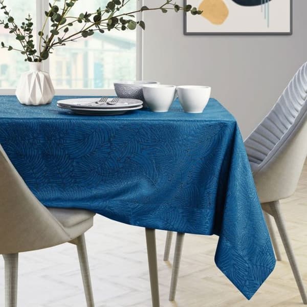 Rektangulär duk Gaia indigo 120 x 260 cm - fläckavvisande polyester, manschettfinish indigo
