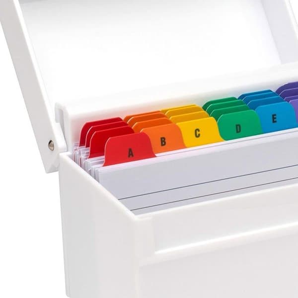 Kontorslåda - OSCO - AIBOX-VIT - Vit plast - 100 indexkort - Låsbar Vit