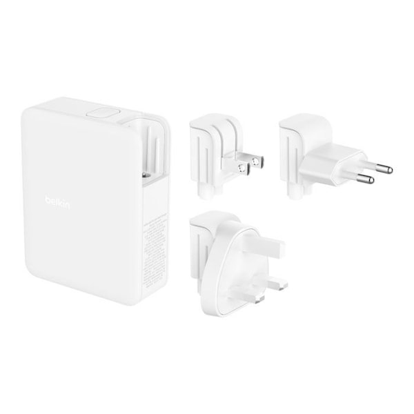 Strömadapter - Belkin - Belkin BoostCharge Pro - GaN-teknik - USB, 3 x USB-C - 140 Watt Vit