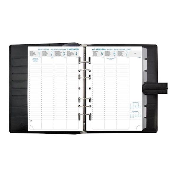Organisatör - Exacompta - Exatime 21 - 190 x 230 mm - Hård omslag - Svart läder med ådring Svart