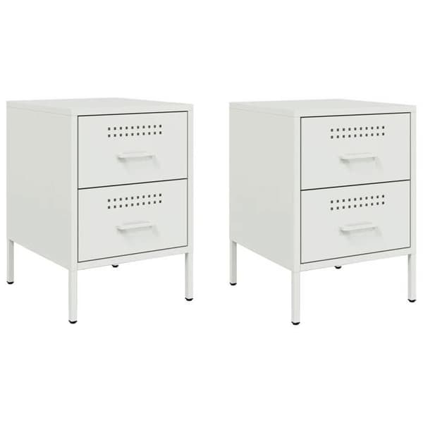 vidaXL Sängbord 2 st vit 36x39x50,5 cm stål 842933