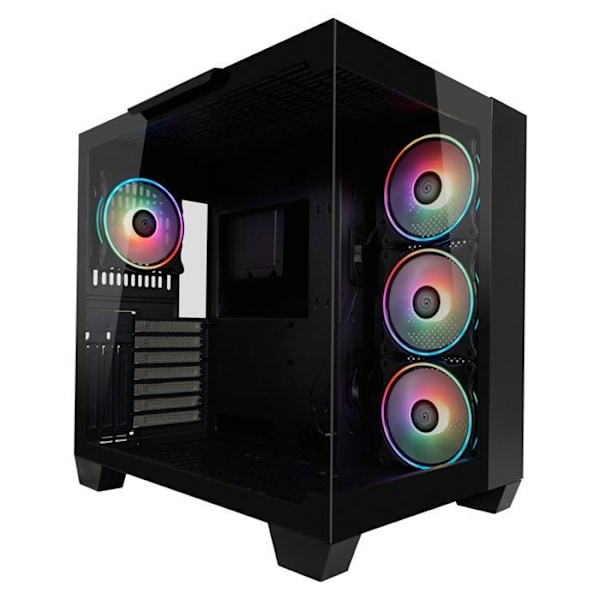 PC Chassi - LC-Power - Gaming 809B - Härdat glas - ARGB-fläktar - Matt svart