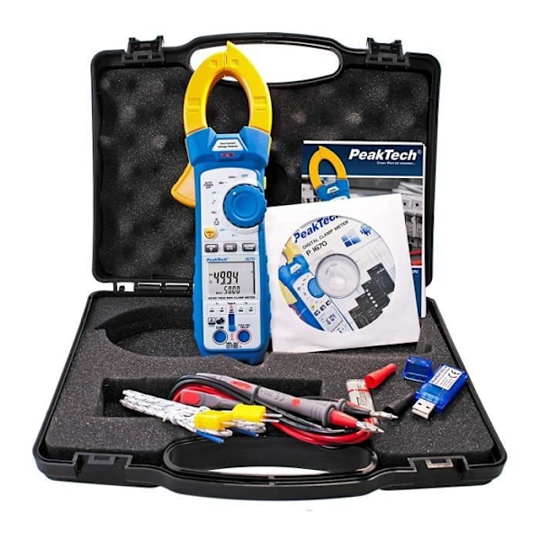 PeakTech 1670 - RMS Clamp Meter med Bluetooth 4.0 - App 1000A AC/DC, LED-belysning, 50 000 räkningar,