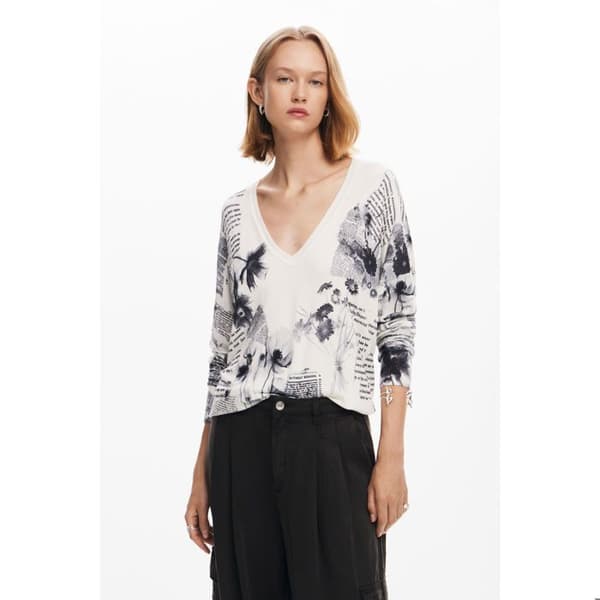 Pull kvinna Desigual Kawartha Lakes Vit XL