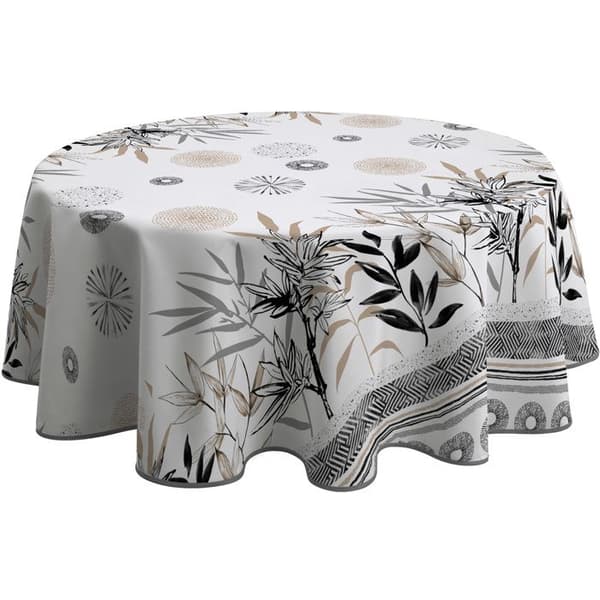 Bordduk - LE LINGE DE JULES - Stevia - Fläckavvisande - 100% polyester - Rektangulär 150 x 300 cm Svart, beige, grå, ecru