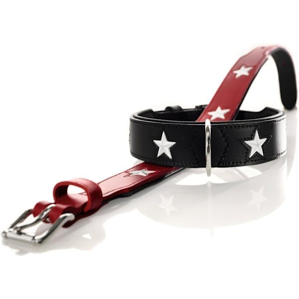 Hunter Collar - 60510 - Magic Star Natural Leather Collar,Multicolor (hallon/svart),XS