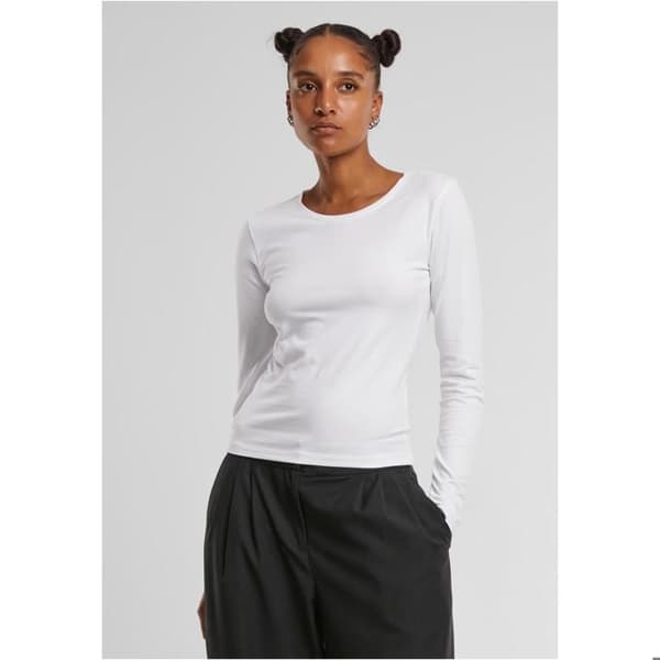T-shirt med långa ärmar dam Urban Classics Basic Super Slim vit XXL