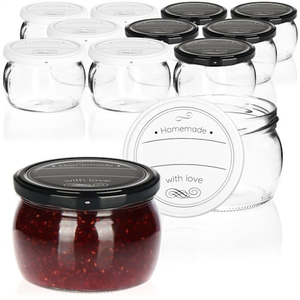 Com-four - CF16875 - (R) 12x Bulbous burkar med skruvlock Hemlagad med kärlek - A 82 mm - upp till ca. 260 ml