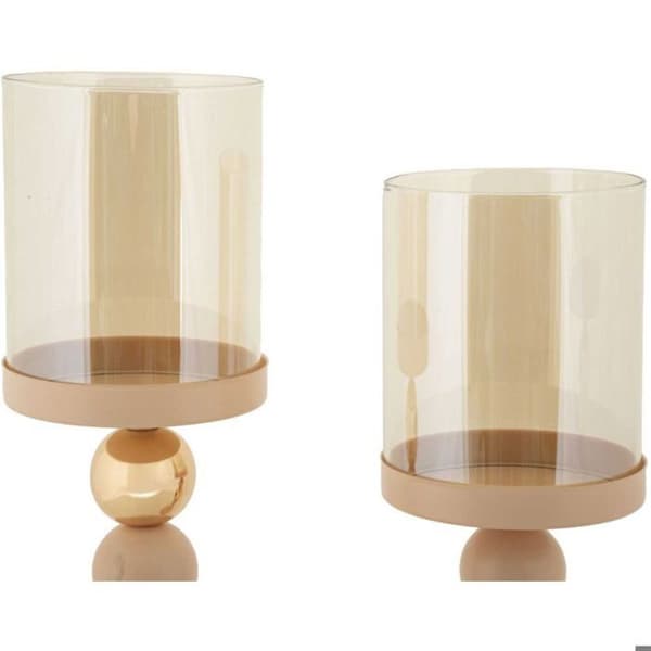 Metallljusstake Glaserad (2-pack) rosa och guld rosa/guld