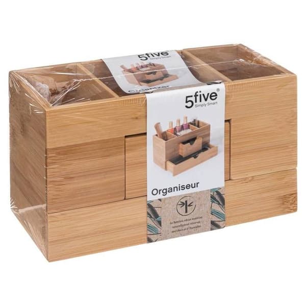 Organisatör 2 lådor/3 fack bambu brun