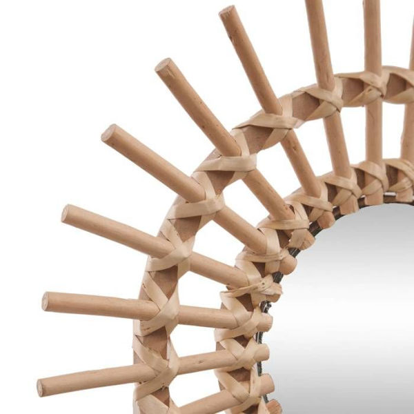 "Sun" spegel - rotting - D30 cm - Beige - Atmosphera inredare kastanj
