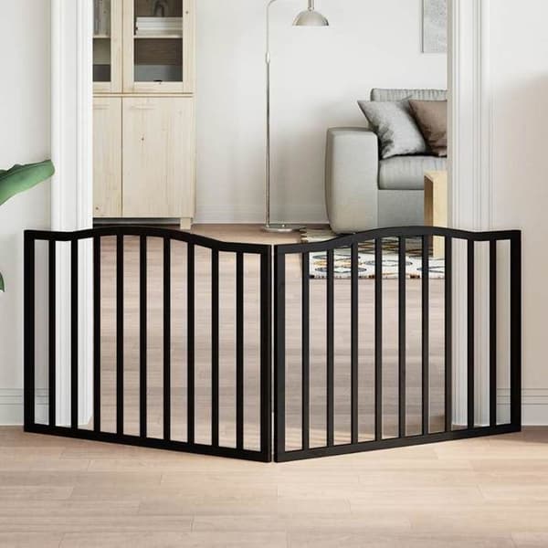 vidaXL Fällbar hundgrind 2 paneler svart poppelträ 352224