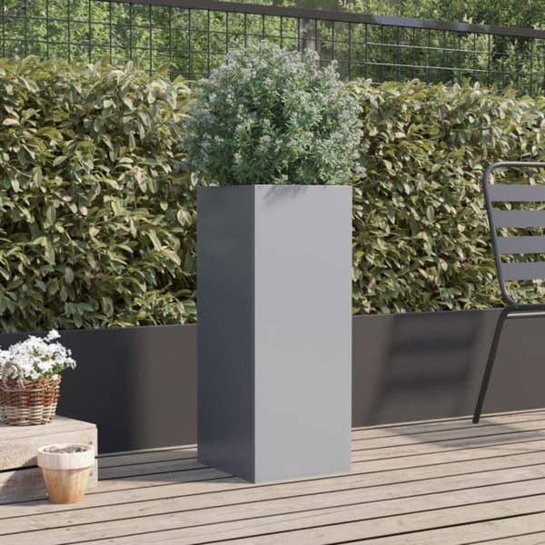 Jardinière - VIDAXL - 32x27,5x75 cm - Galvaniserad stål - Silverfärgad -rektangulär silver-