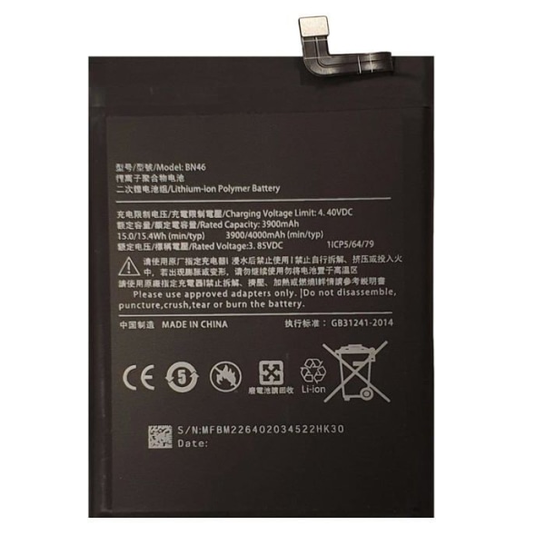 Smartex (R) Black Label Telefonbatteri kompatibelt med BN46 Xiaomi Redmi Note 3, Note 8, Note 8T - 3900 mAh