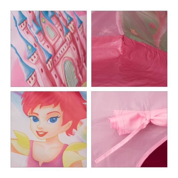 Relaxdays inomhus barntält flicka lektält utomhus Fairy Pink Princess 3 år HxBxD: 90 x 118 x 115 cm, Rosa