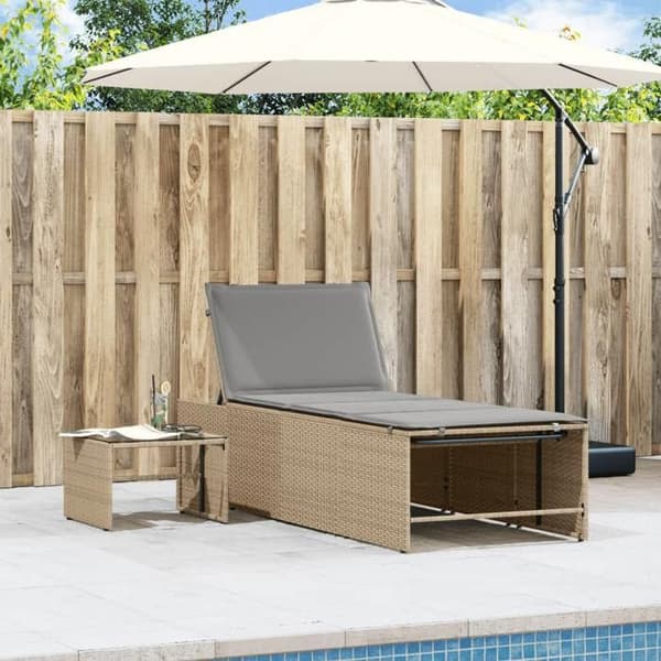 vidaXL Set med 2 Modulerbara Solstolar med Bord, Solbädd, Terrassstol, Trädgårdsstol för Utomhusbruk, 368425