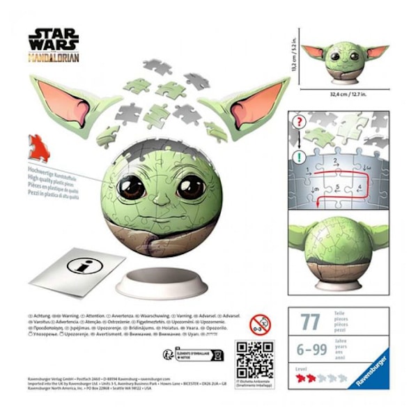 Star Wars The Mandalorian Grogu 3D-pussel - Ravensburger - 72 bitar - Från 8 år Flerfärgad