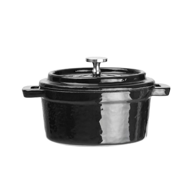 Mini Round Cast Iron Casserole 240 ml - Vogue Svart