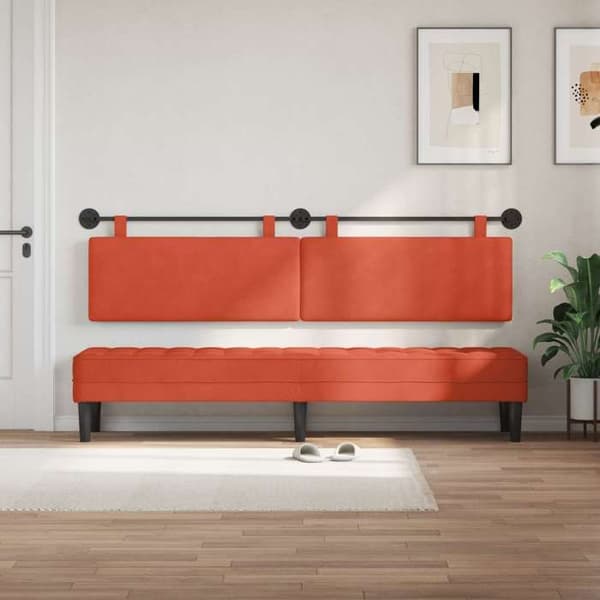 vidaXL Väggmonterad sänggavel Röd orange Sammetstyg 42031842