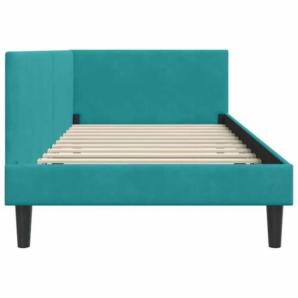 vidaXL Hörnsäng Turquoise 90 cm x 190 cm Sammet 42016224