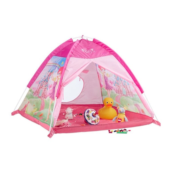 Relaxdays inomhus barntält flicka lektält utomhus Fairy Pink Princess 3 år HxBxD: 90 x 118 x 115 cm, Rosa Rosa