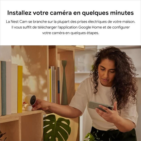 Övervakningskamera - Google Nest - 2:a generationens GA01317-FR - Utomhus/inomhus - 2 MP - 1920 x 1080 - 1080p - Ljud - Wi-Fi Snö