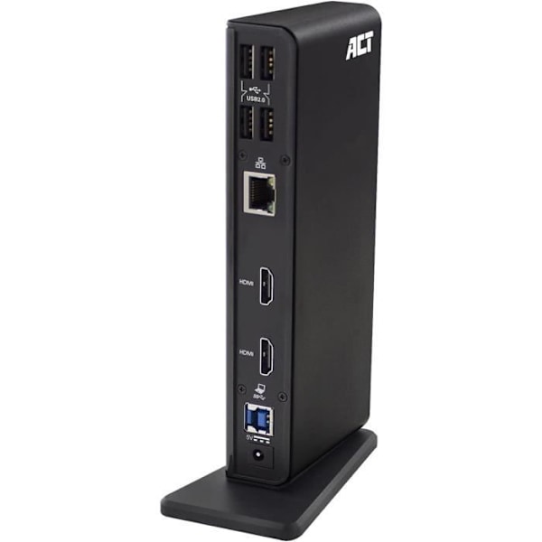 USB C-dock - ACT - AC7049 - 11 i 1 - 2 HDMI-portar - Gigabit Ethernet - Mikrofon och hörlurar