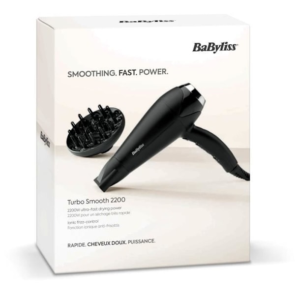 Hårtork - BaByliss - D572DE Turbo Smooth 2200 med jonisk och keramisk teknologi