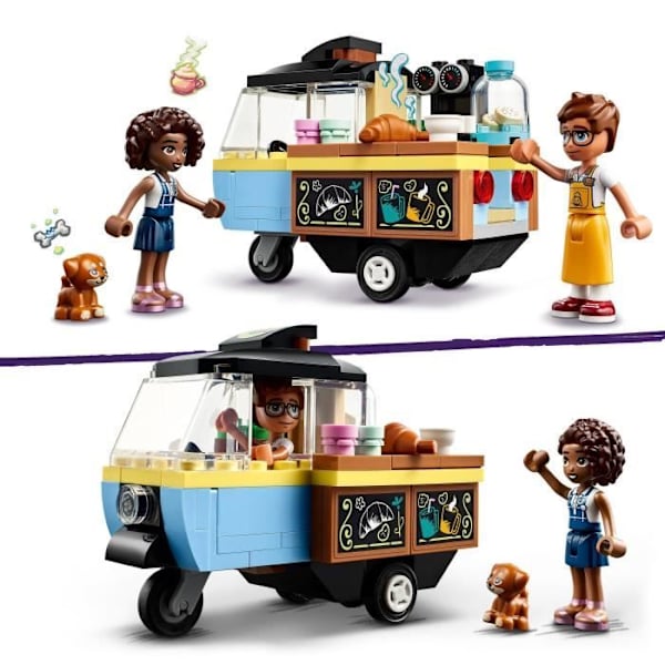 LEGO® 42606 Friends mobil konditorivagn, pedagogisk leksak med Aliya, Jules och Aira hundminifigurer Rosa