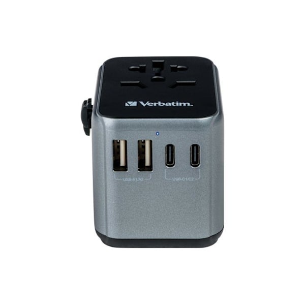 Universal reseadapter för resor - Verbatim - UTA-03 - 30 Watt - PD 3.0 - Snabbladdning 3.0 Mörkgrå