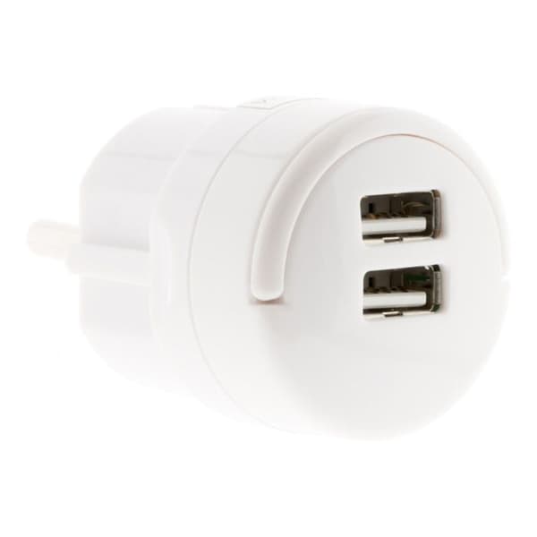 Dubbel USB-laddare 2,1A med utdragbart ring i vitt - Zenitech Vit