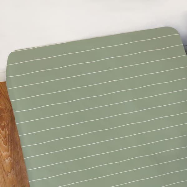 Draper 100% bomull - MATT & ROSE - LICHEN STRIPES - Gröna ränder - 90x190 cm Lav