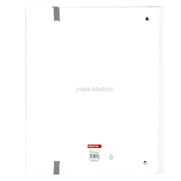 3-ring pärm - Safta - Real Madrid UTRUSTNING 25/26 - 100 ark A4 - 27x3,5x32 cm - Vit - Elastisk stängning