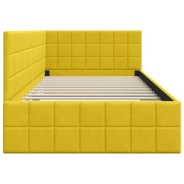 vidaXL Vinkel sängram Gul 90 cm x 190 cm Sammet 42016384