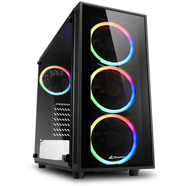Midi-torn - Sharkoon - TG4 - Härdat glas - RGB-belysning - 3 stycken 120 mm fläktar Svart