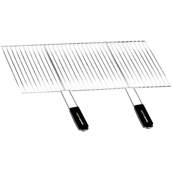 Skärbart stålgaller för kolgrill - Cook'in Garden - Rektangulärt skärbart galler - Universal - 70 x 40 cm Svart grå