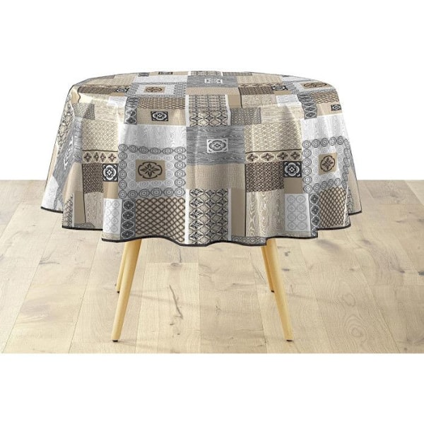 Rund duk i PVC "Costa" - Beige - 1D 160 cm Beige