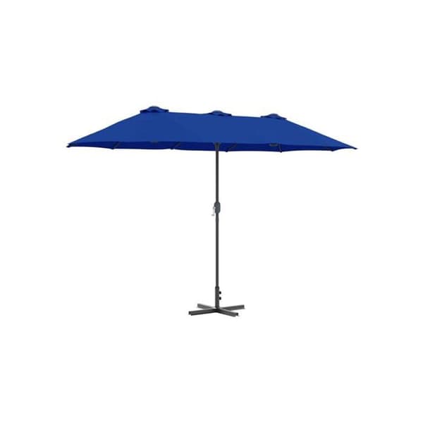 Fällbar trädgårdsparasol - vidaXL - Blå - 370x197x239 cm - Målad stålrör - Andningsbar polyesterduk Blå