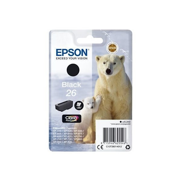 EPSON bläckpatron T2601 svart - isbjörn (C13T26014012)