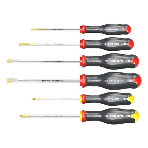 Skruvmejselset - FACOM - ATP.J6PB - Kemikaliebeständig - Optimerad ergonomi - Soft Grip