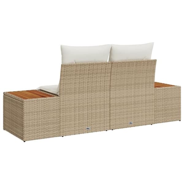 Trädgårdsoffa - 2 platser - Beige - Syntetisk rotting - Modern stil Grädde