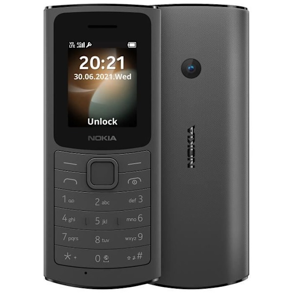 Nokia 110 4G Dual SIM Black - 4G Dual SIM-telefon - RAM 48 MB - 1,8' skärm 120 x 160 pixlar - 128 MB - 1020 mAh